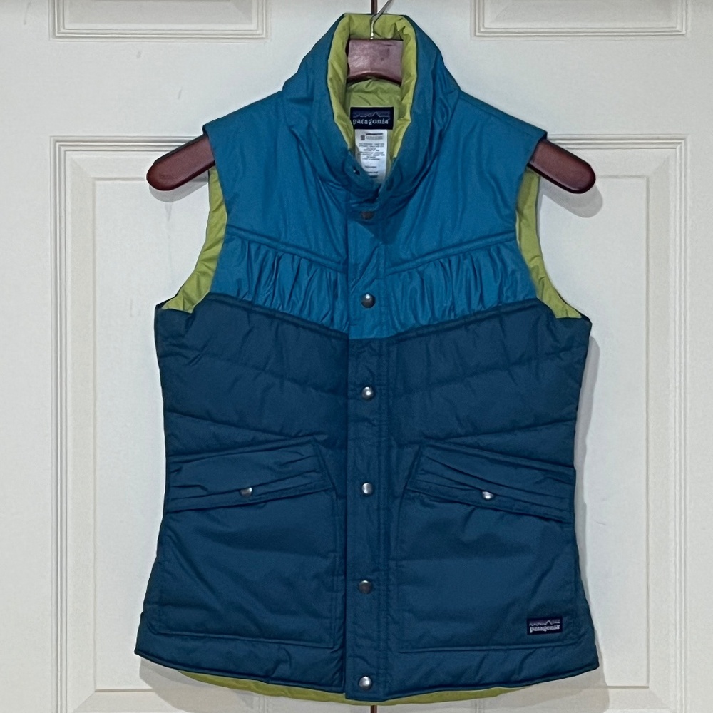 Patagonia Retro Puffer Vest Small Blue turquoise lime